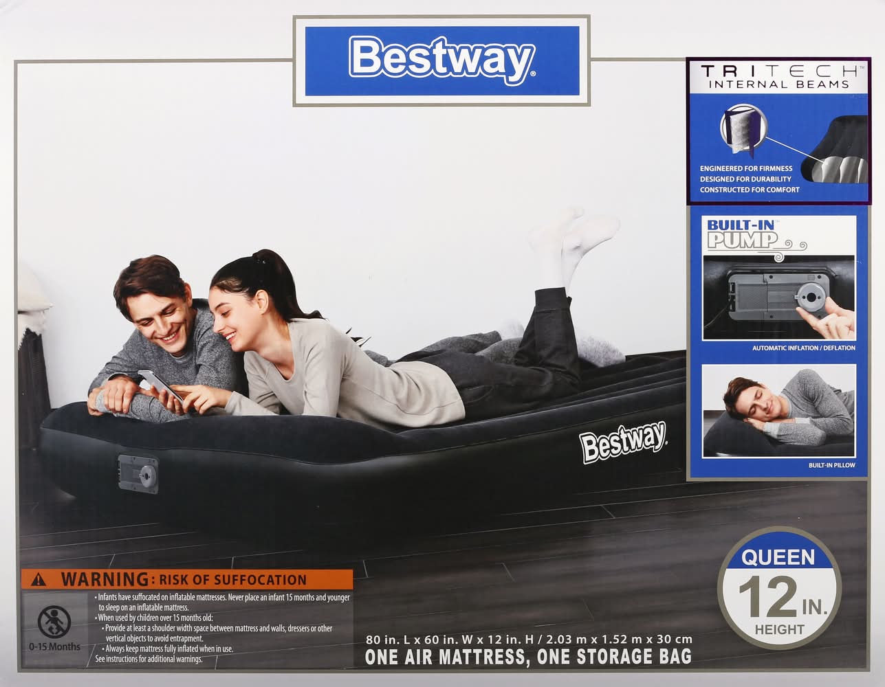 Bestway Air Mattress, Queen, Black (2 ct)