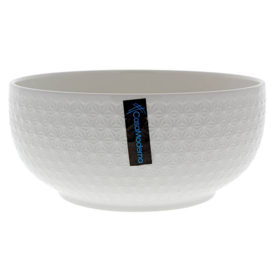 Casamoderna Large White Embossed Serving Bowl (20CM DIA X 9CM)