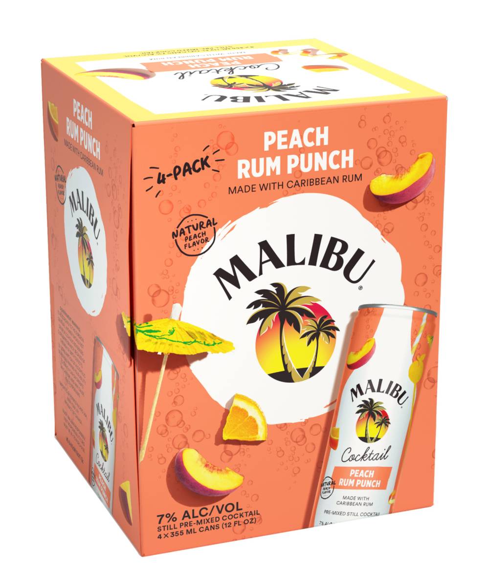 Malibu Peach Rum Punch Ready To Drink (4 x 12 fl oz)