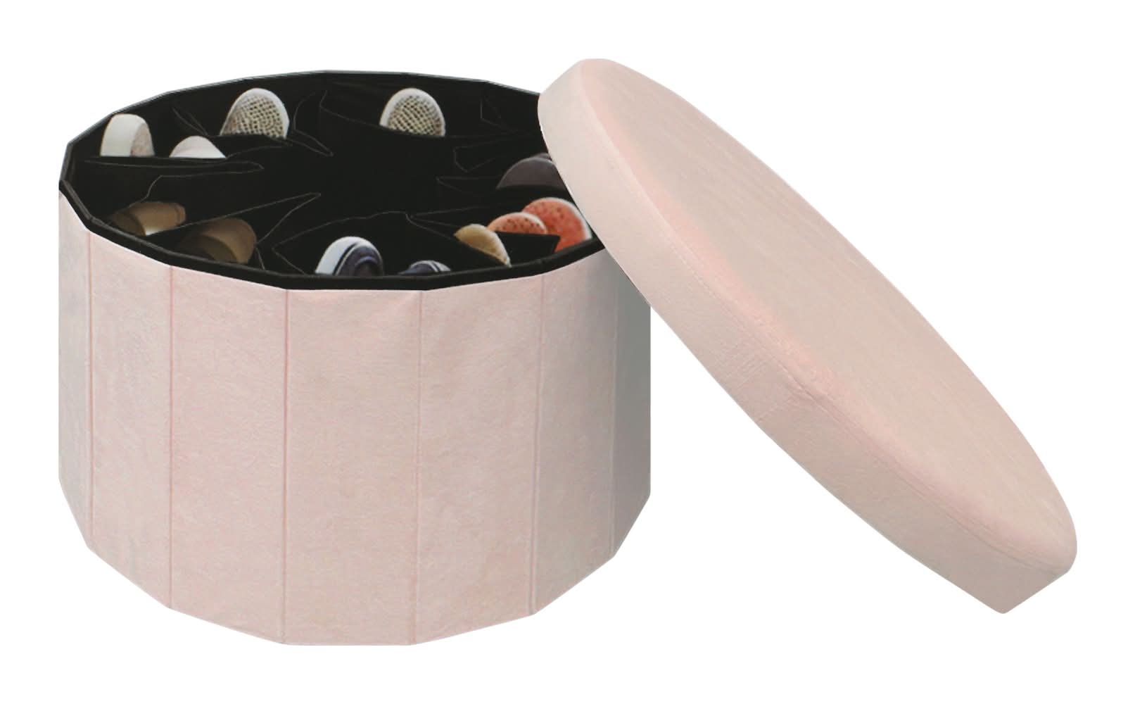 Shoe Storage Ottoman Pink