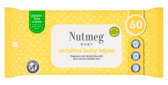 Nutmeg Sensitive Baby Wipes (60 pack)
