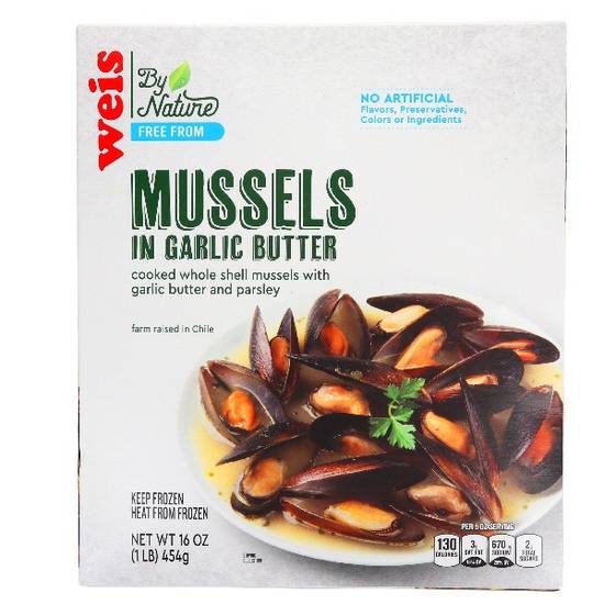 Weis By Nature Mussels in Garlic Butter Sauce Frozen Farm Raised