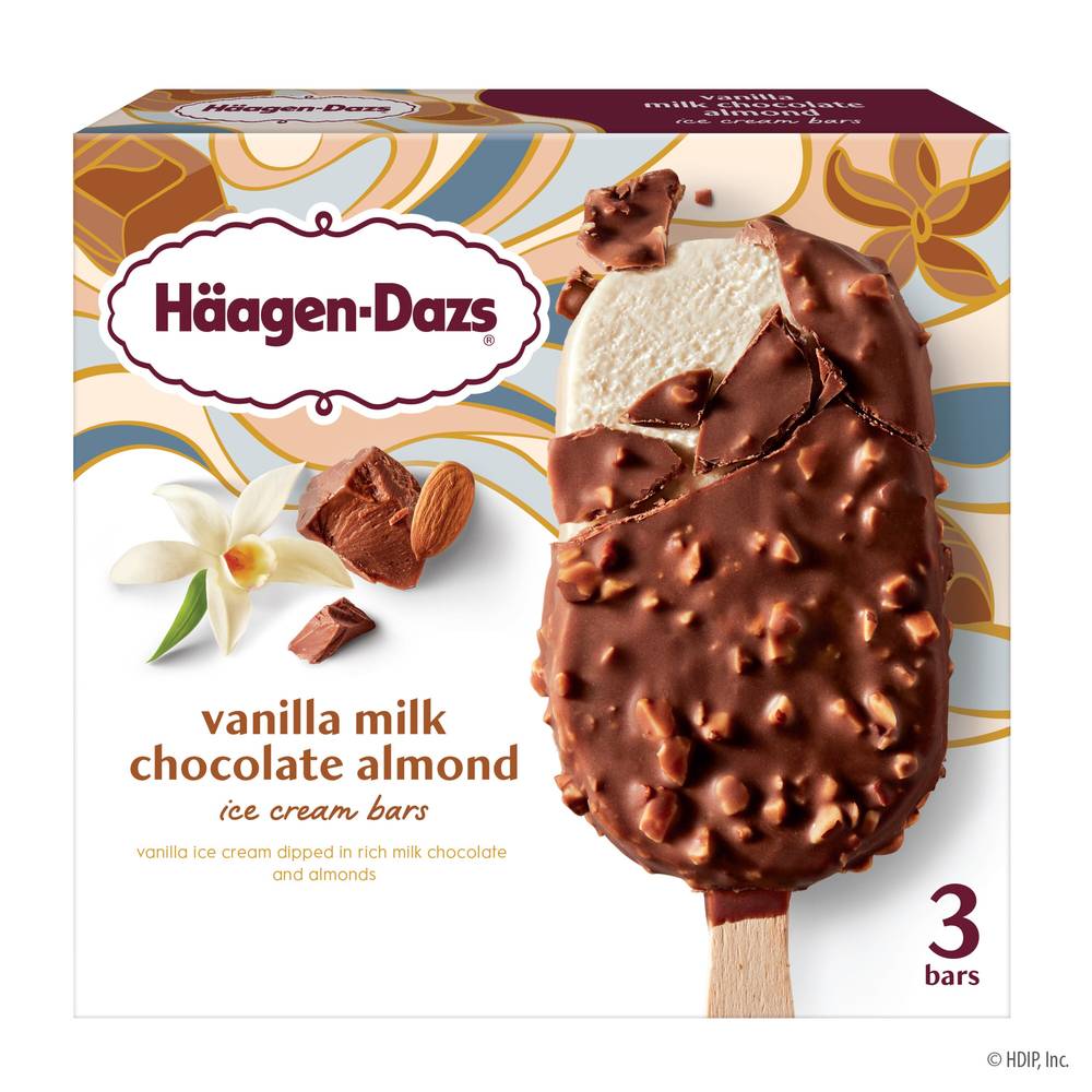 Häagen-Dazs Ice Cream Bars, Vanilla Milk-Chocolate-Almond (3 fl oz, 3 ct)