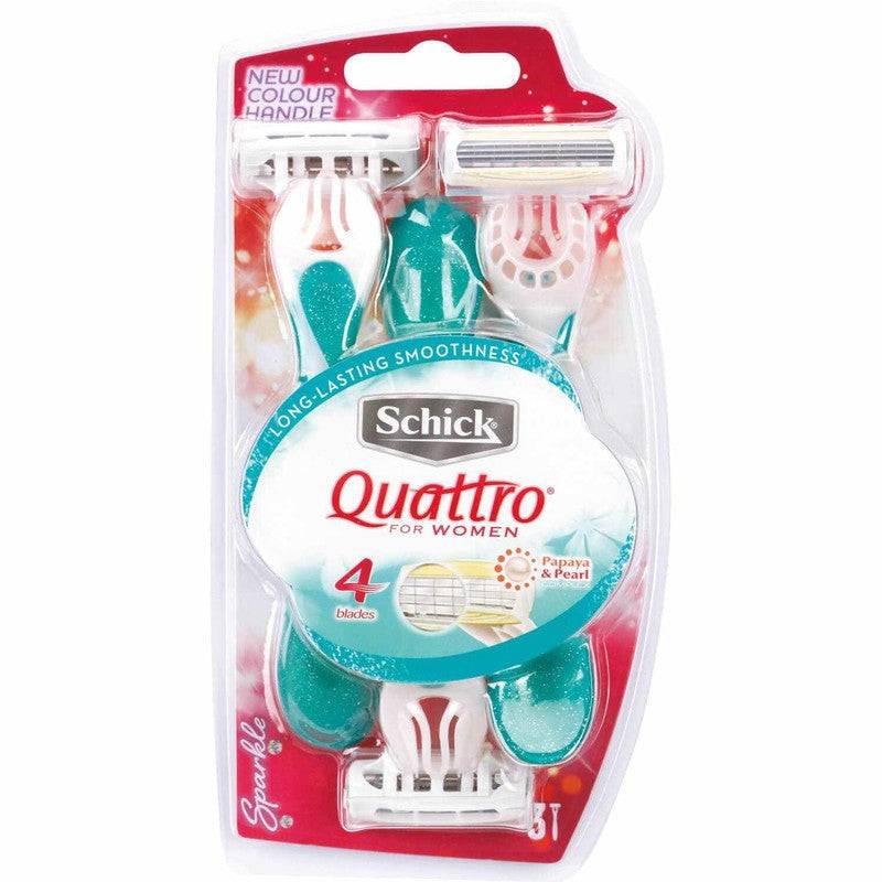 Schick Quattro Womens Disposable Shavers Aloe & Vitamin E 3pk