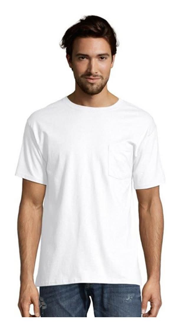 Hane'S Men'S Short Sleeve Pocket Tee - White 2x