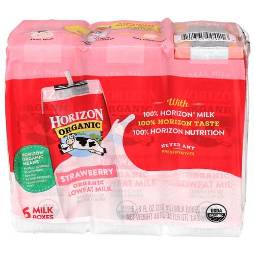 Horizon Organic Strawberry Lowfat Milk 6 Pack