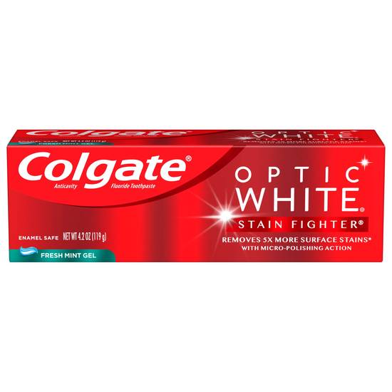 Colgate Optic White Stain Fighter Whitening Toothpaste, Fresh Mint Gel