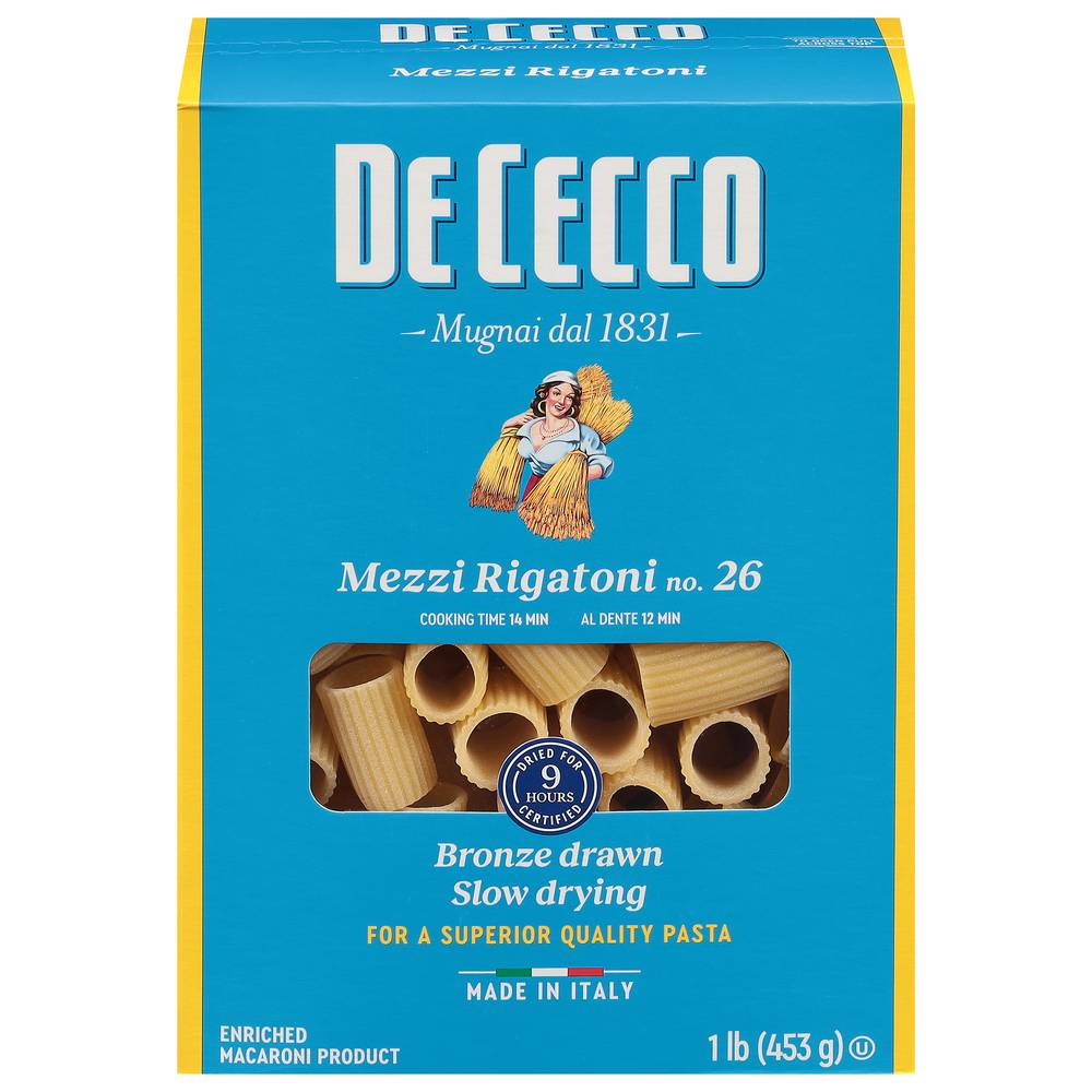 De Cecco Mezzi Rigatoni Pasta (16 oz)