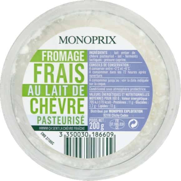 Monoprix Fromage Frais Au Lait De Chèvre Pasteurisé La Boite De 200G