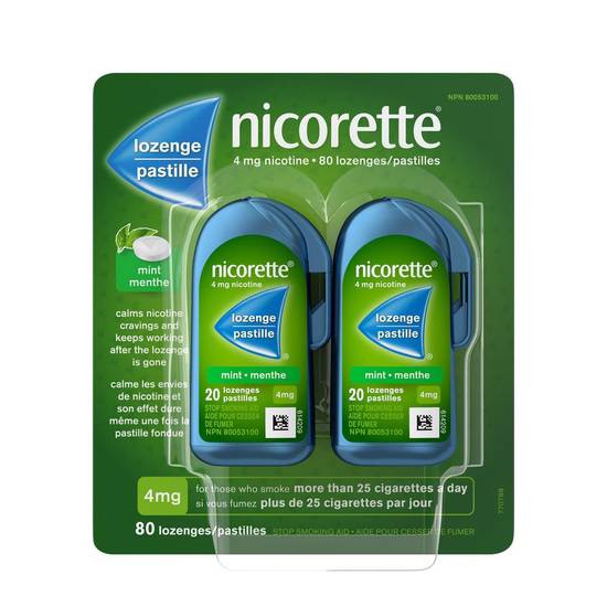 Nicorette Nicotine Quit Smoking Aid Mint Lozenges 4 mg (80 units)