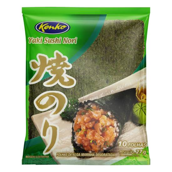 Kenko folha de alga marinha desidratada yaki sushi nori (27 g)