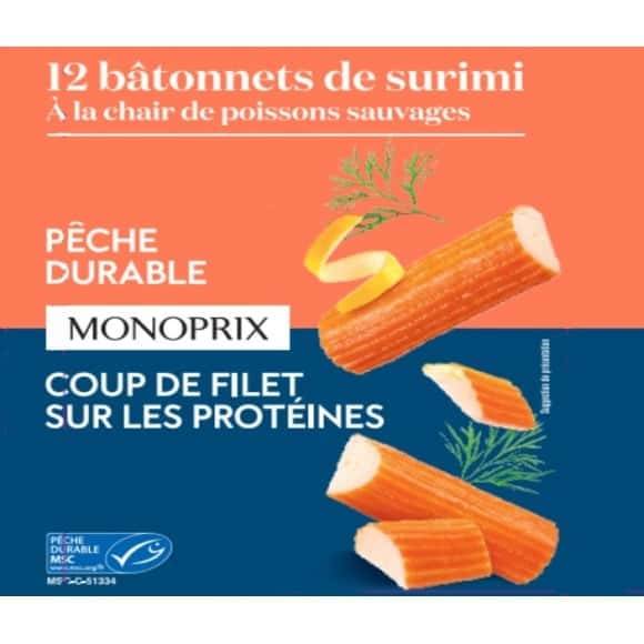 Monoprix Bâtonnets De Surimi Saveur Crabe La Boîte De 12, 200 G