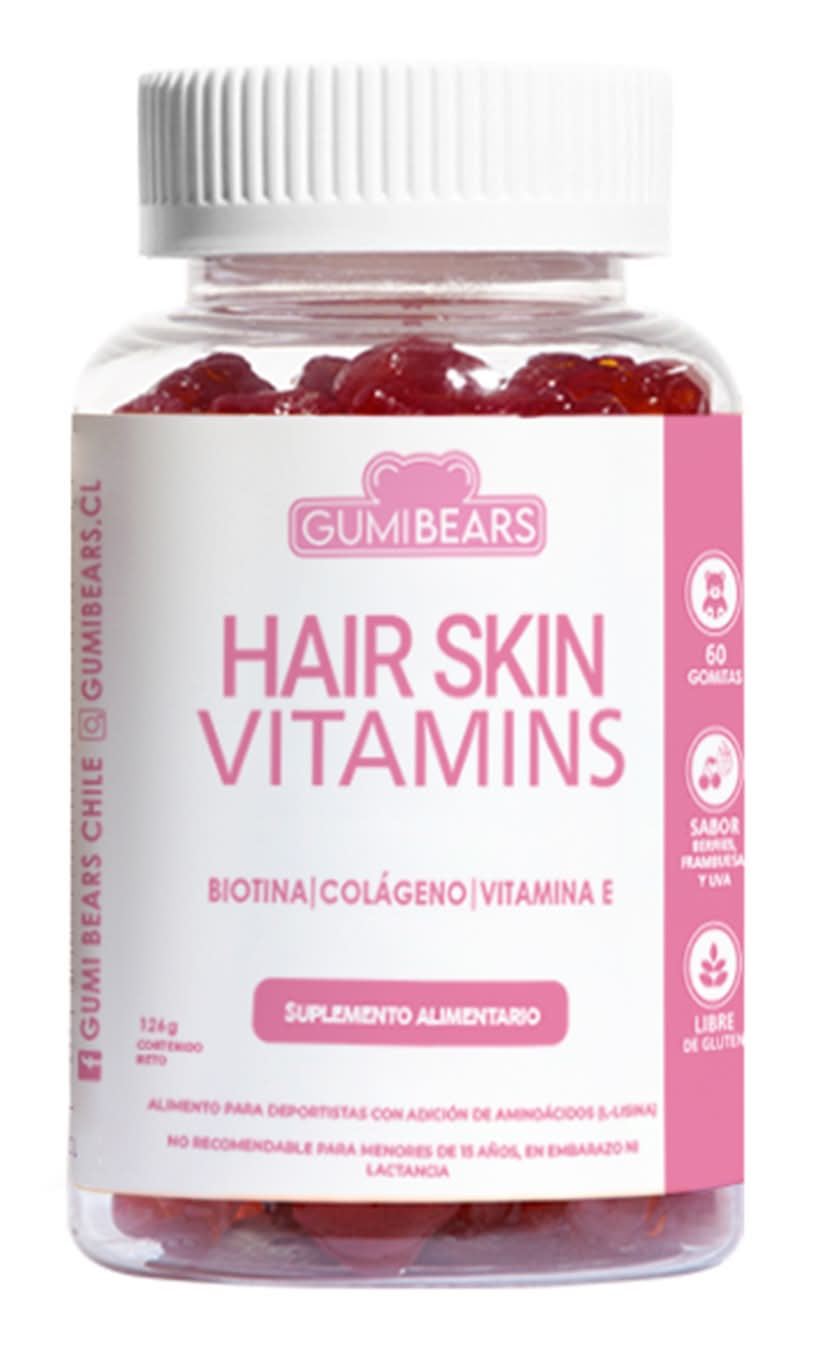 GUMIBEARS · Hair skin vitamins colágeno y biotina suplemento alimenticio (124 g)