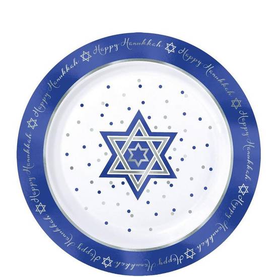 Happy Hanukkah Premium Plastic Dessert Plates 20ct