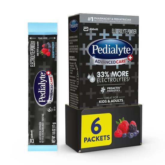 Pedialyte AdvancedCare Plus Electrolyte Powder Berry Frost Powder 0.6 oz, 6CT
