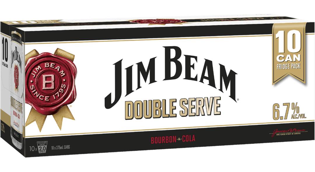 Jim Beam White & Cola Double Serve Can 10X375ml