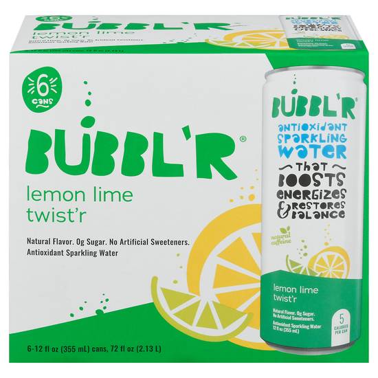 Bubblr Antioxidant Lemon Lime Twist'r Sparkling Water(6 Ct, 12 fl Oz)