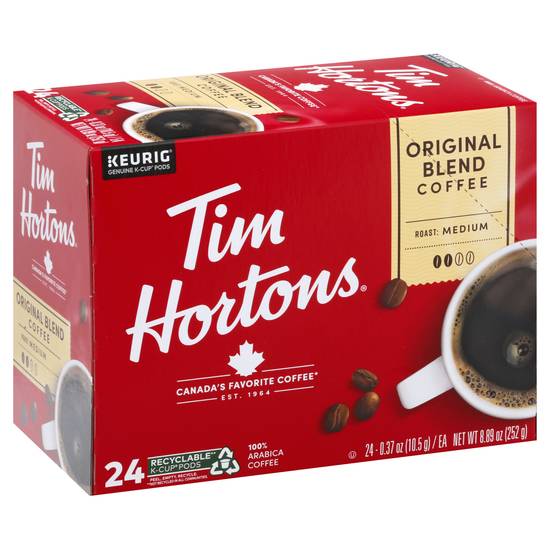 Tim Hortons Original Blend Medium Roast Keurig Coffee Pods (24 ct, 0.37)