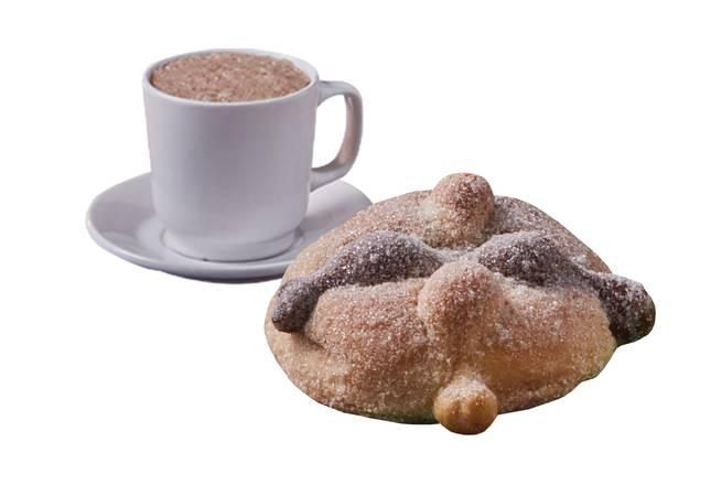 Paquete Pan de Muerto Marmoleado + Chocolate Caliente o Café con Leche o Capuchino