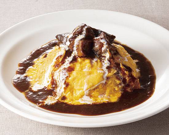 オムライス（ビーフシチューソース） Omelette Rice with Beef Stew Sauce