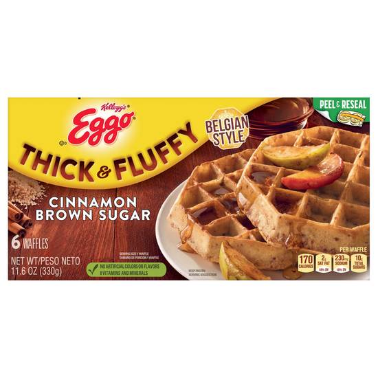 Eggo Thick & Fluffy Cinnamon Brown Sugar Belgian Style Waffles (6 ct)