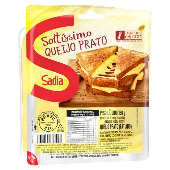 Sadia queijo prato fatiado soltíssimo (150 g)