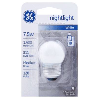 General Electric Incandescent 7.5w S11 White Night Light Bulb