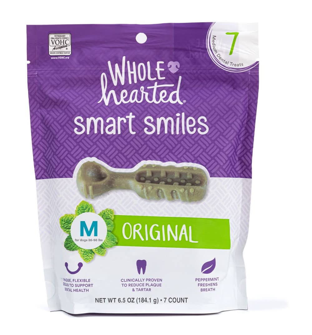 WholeHearted · Smart smiles golosinas dentales para perros, M (7 un)