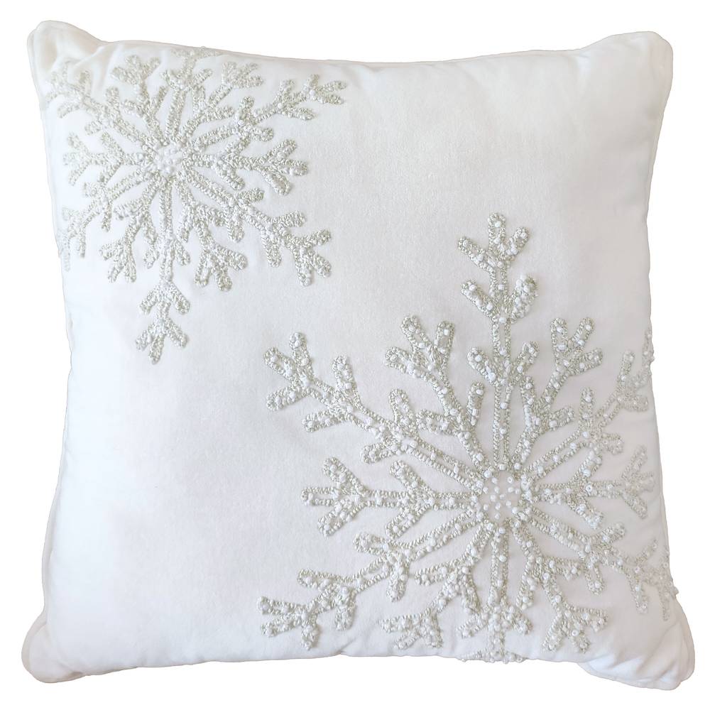 Holiday Living 18-in Pillow White Snowflakes Christmas Decor | WF-24-P177