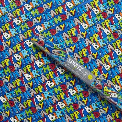 Spritz Happy Birthday Gift Wrapping Paper, 20 sq ft