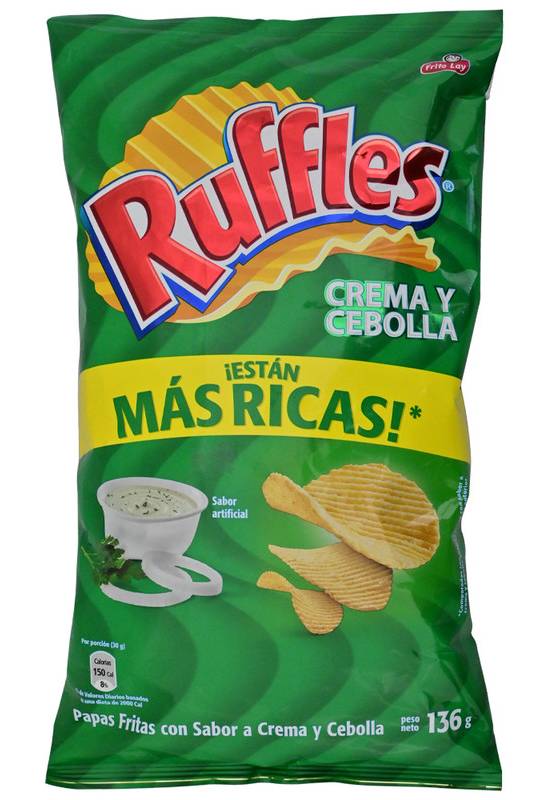 Ruffles SNACKS CREMA Y CEBOLLA PAQ*136G