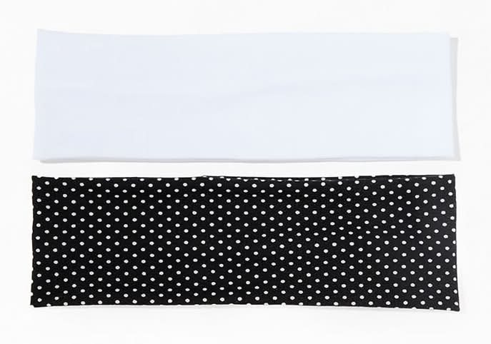 2 Pack Solid & Dots Soft Headbands Black/White One Size