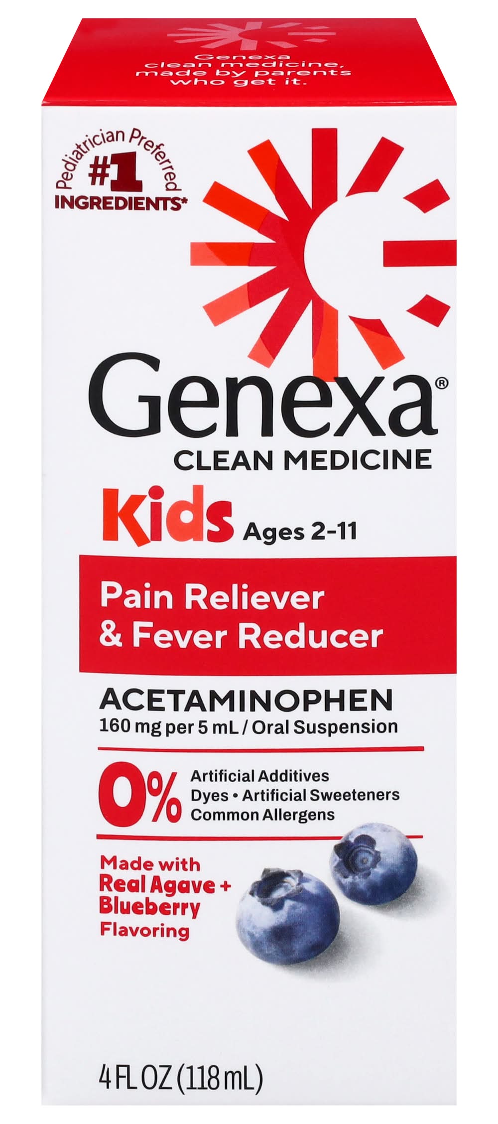 Genexa Kids Pain & Fever Liquid Acetaminophen 160 mg (4 fl oz)