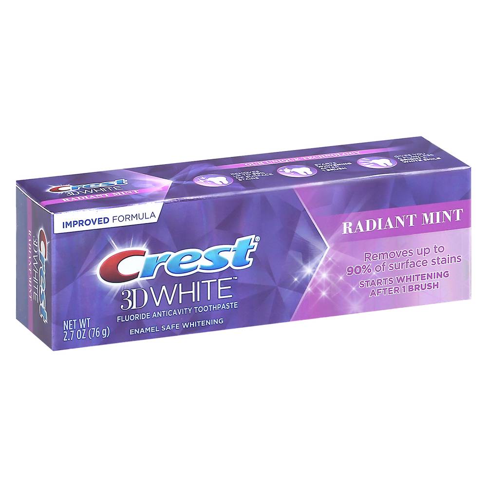 CREST 3 D White Fluoride Anticavity Toothpaste, Radiant Mint (2.7 oz)