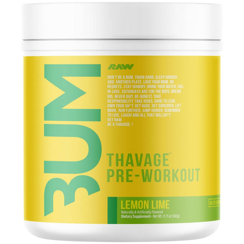 Thavage Pre-Workout Powder – Lemon Lime (17.71 Oz./40 Servings)