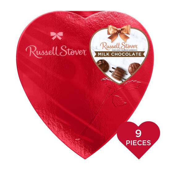 Russell Stover Valentines Day Red Foil Heart Gift Box (milk chocolate )