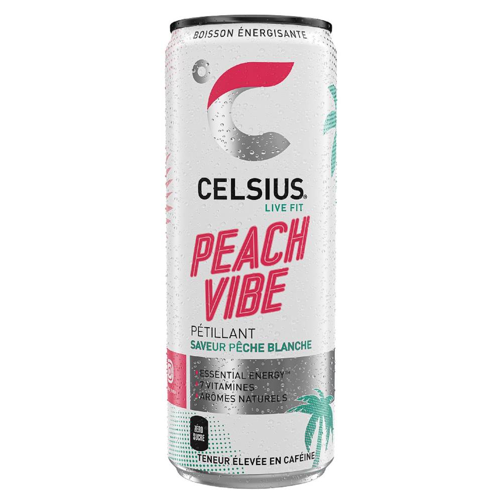 Celsius - Boisson énergisante vibe sleek, pêche blanche (355ml)