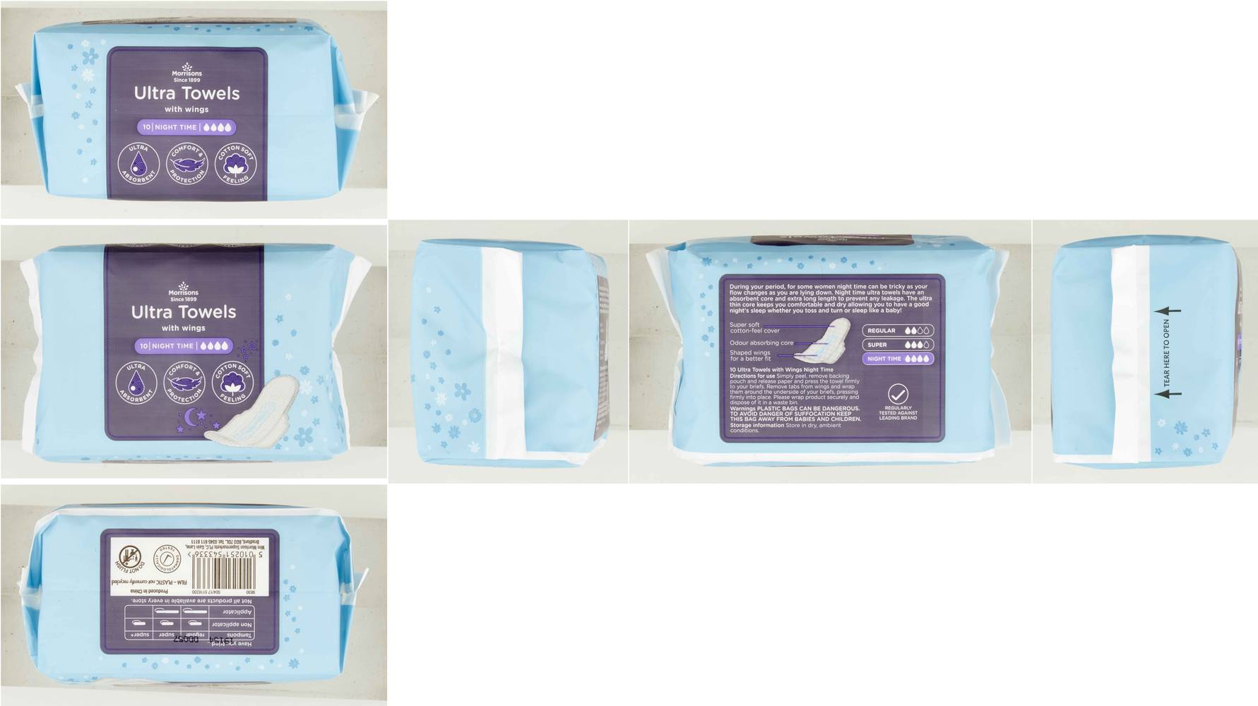 Morrisons Night Time Ultra Towels With Wings (10 ct)