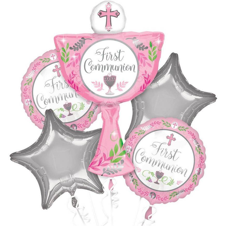Uninflated Girl's First Communion Balloon Bouquet 5pc