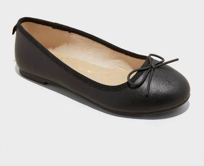 Kids' Diana Slip-On Ballet Flats - Cat & Jack™ Black 2: Memory Foam Insole, Closed Round Toe