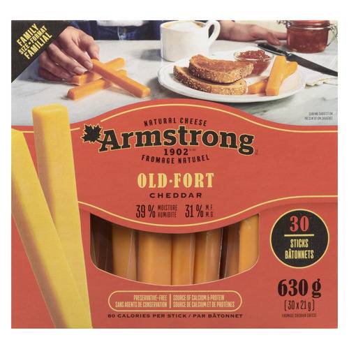 Armstrong Old Yellow Cheddar Cheese Sticks (630 g, 30 ct)