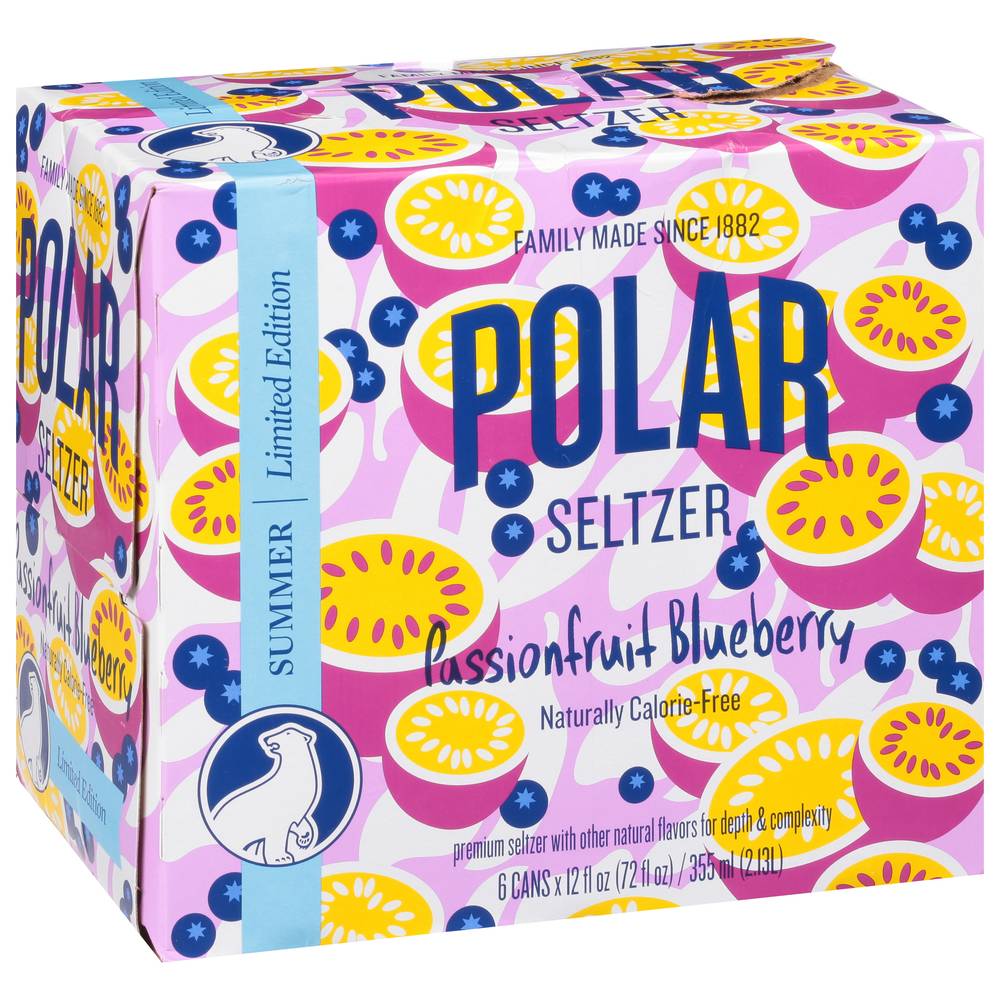 Polar Summer Passionfruit Blueberry Seltzer (6 x 12 fl oz)