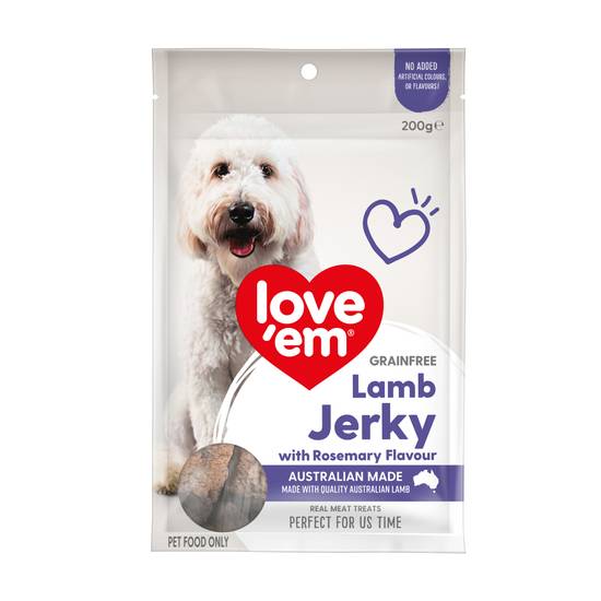 Love'em Grain Free Dog Treats Lamb Jerky With Rosemary Flavour 200g