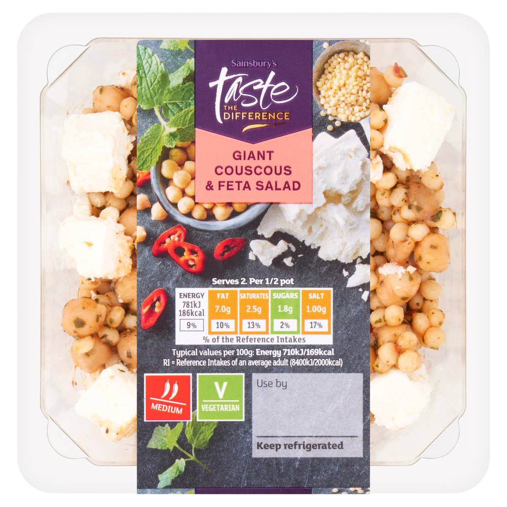 Sainsbury's Giant Cous Cous & Feta Salad,  Taste the Difference 220g