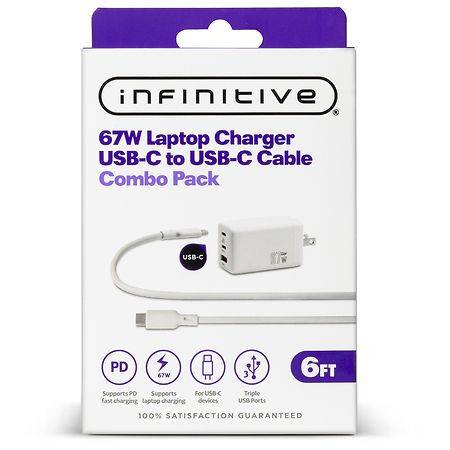 Infinitive Laptop Charger 67 Watt 3 Port + 240 Watt C To C Cable