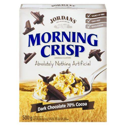 Jordans · Morning crisp dark chocolate granola clusters - Grappes de céréales croquantes à grains entiers et copeaux de chocolat noir 70 %