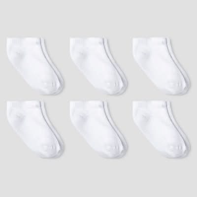 Cat & Jack Baby Athletic Low Cut Socks, Size 12-24 M, White (6 ct)