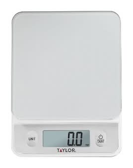 Taylor Glass Top Digital Food Scale With Touch Control Buttons, Silver