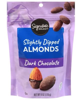 Signature Select Slightly Dipped Almonds, Dark Chocolate (6 oz)