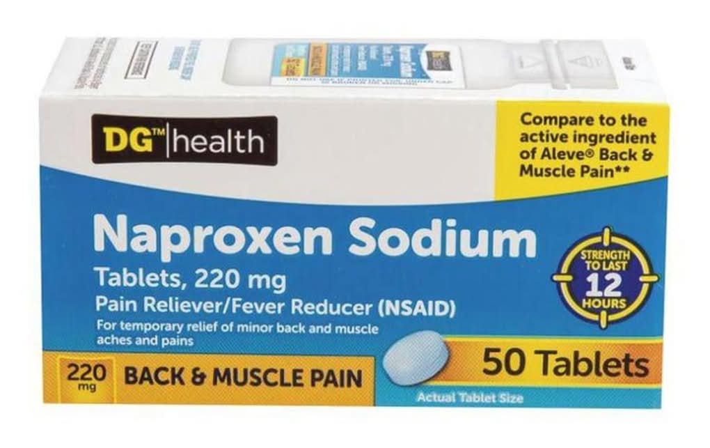 DG Health Naproxen Sodium Back & Muscle Pain Tablets 220 mg (50 ct)